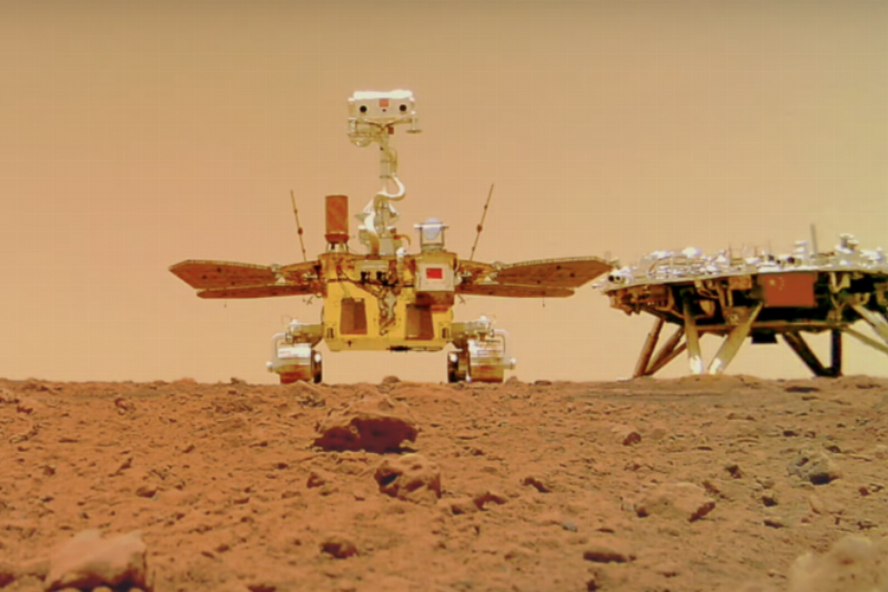 Zhurong rover on the surface of Mars.