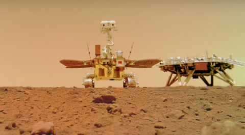 Zhurong rover on the surface of Mars.