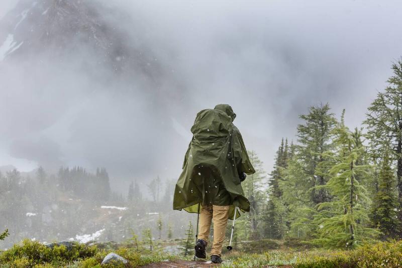 Hiking man in Canadian mountains