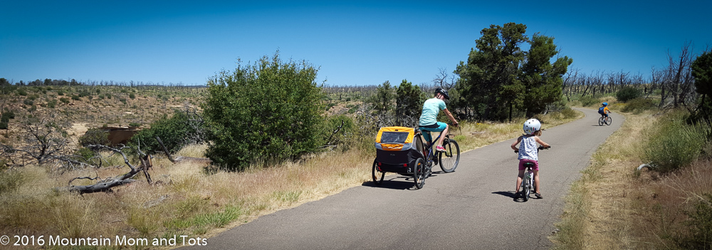 Me and the Tots riding on Whetherill Mesa in Mesa Verde National Park