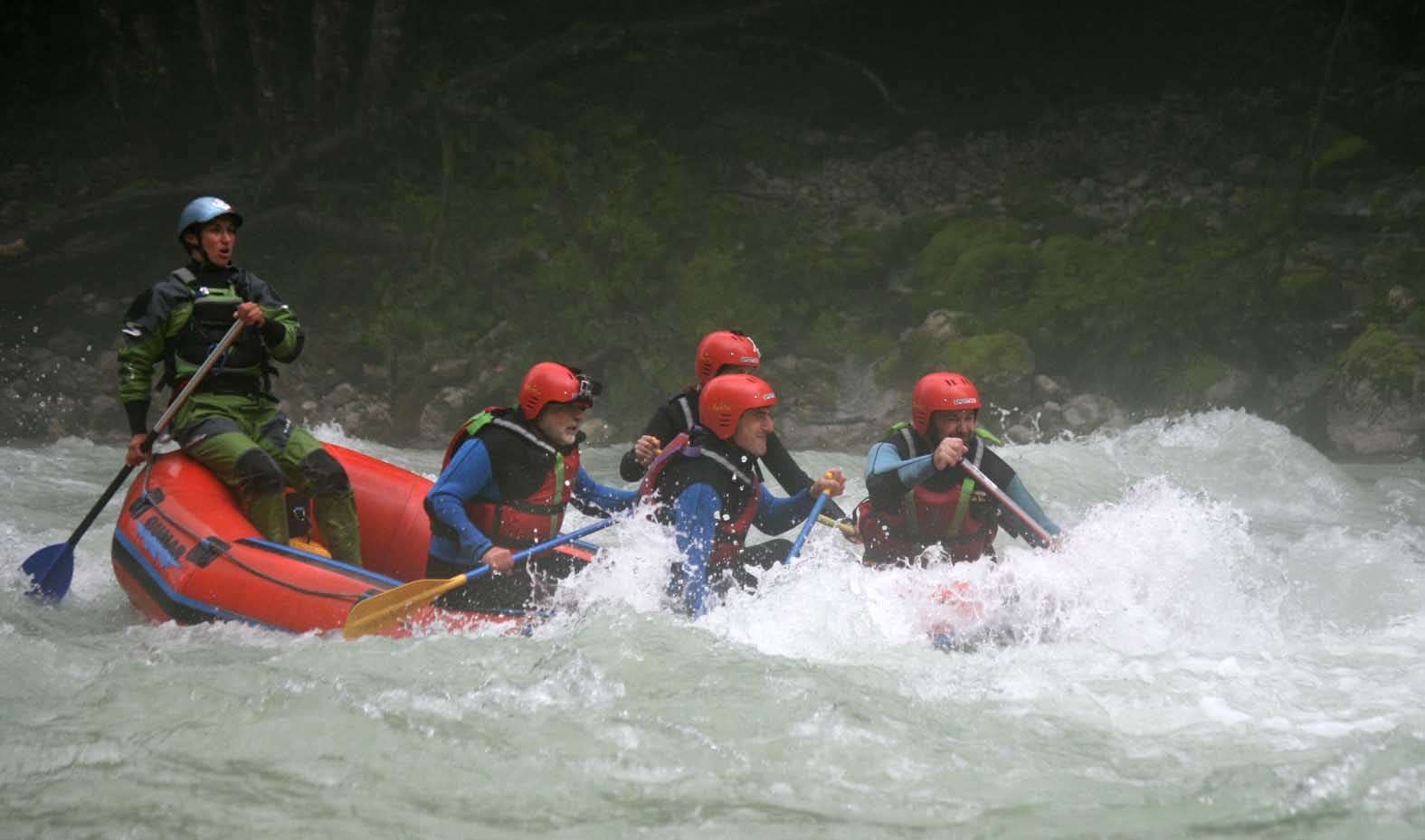 White-water rafting on the River Soča.
