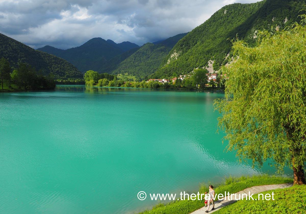 The wonderful color of the Soca River, here it is in its gentle phase.