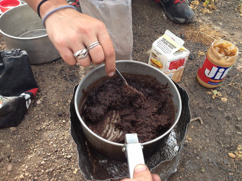 Brownies while camping, yummy