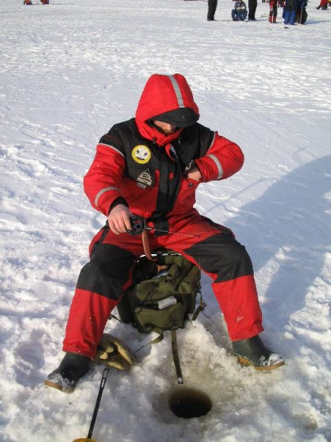 Ice fishing in the Finnish Miljoonapilkki fishing competition. Photo credit