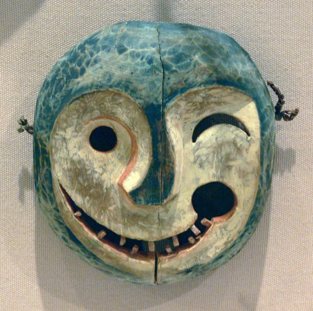 Mask depicting the face of a tunghak (keeper of the game), Yupik Eskimo, Alaska, Yukon River area, late 19th century, wood and paint Dallas Museum of Art, Dallas, Texas; git of Elizabeth H. Penn,Source