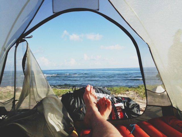 Facing your tent door towards a nice view will make your mornings more enjoyable
