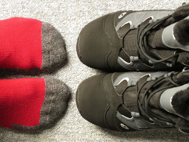 Choose thermal or merino wool socks that are warm but not constrictive