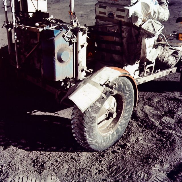A duct tape used to repair the fenders of the lunar rover.