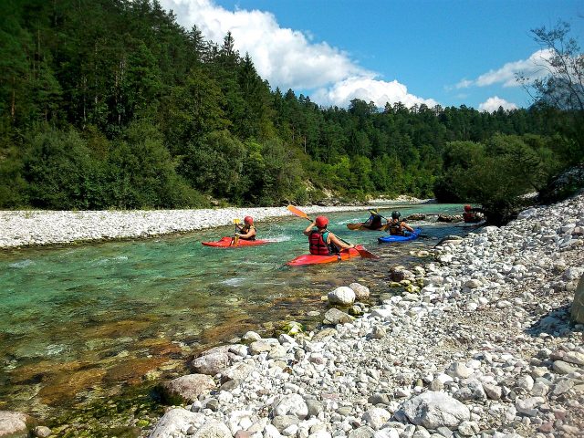 Kayaking across a river