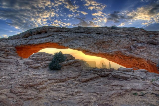 Mesa Arch as seen at sunset in the Island in the Sky district. Photo Credit