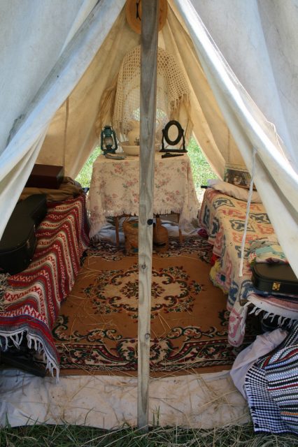 Inside a dome-style tent. Photo credit