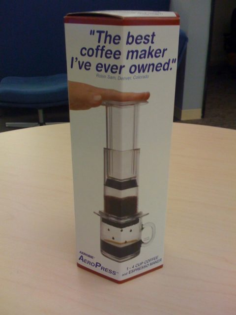 Aeropress coffee maker. Photo credit
