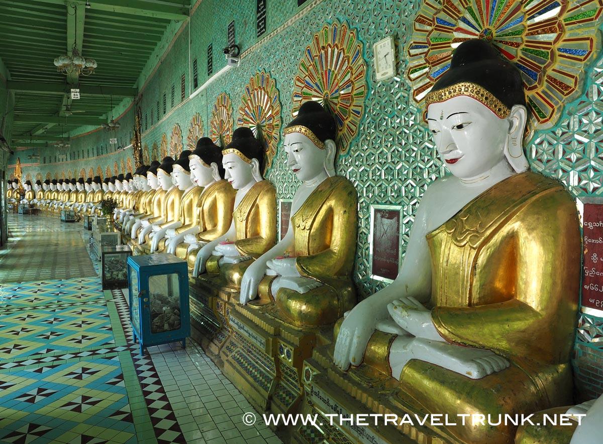 45 immaculate Buddha statues Umin Thounzeh temple at Sagaing Hill Mandalay.