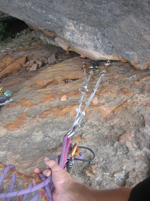 Trad climbin gear anchor crack