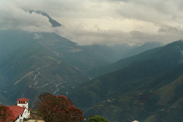 The new Yungas Road, as seen from Coroico. Photo credit