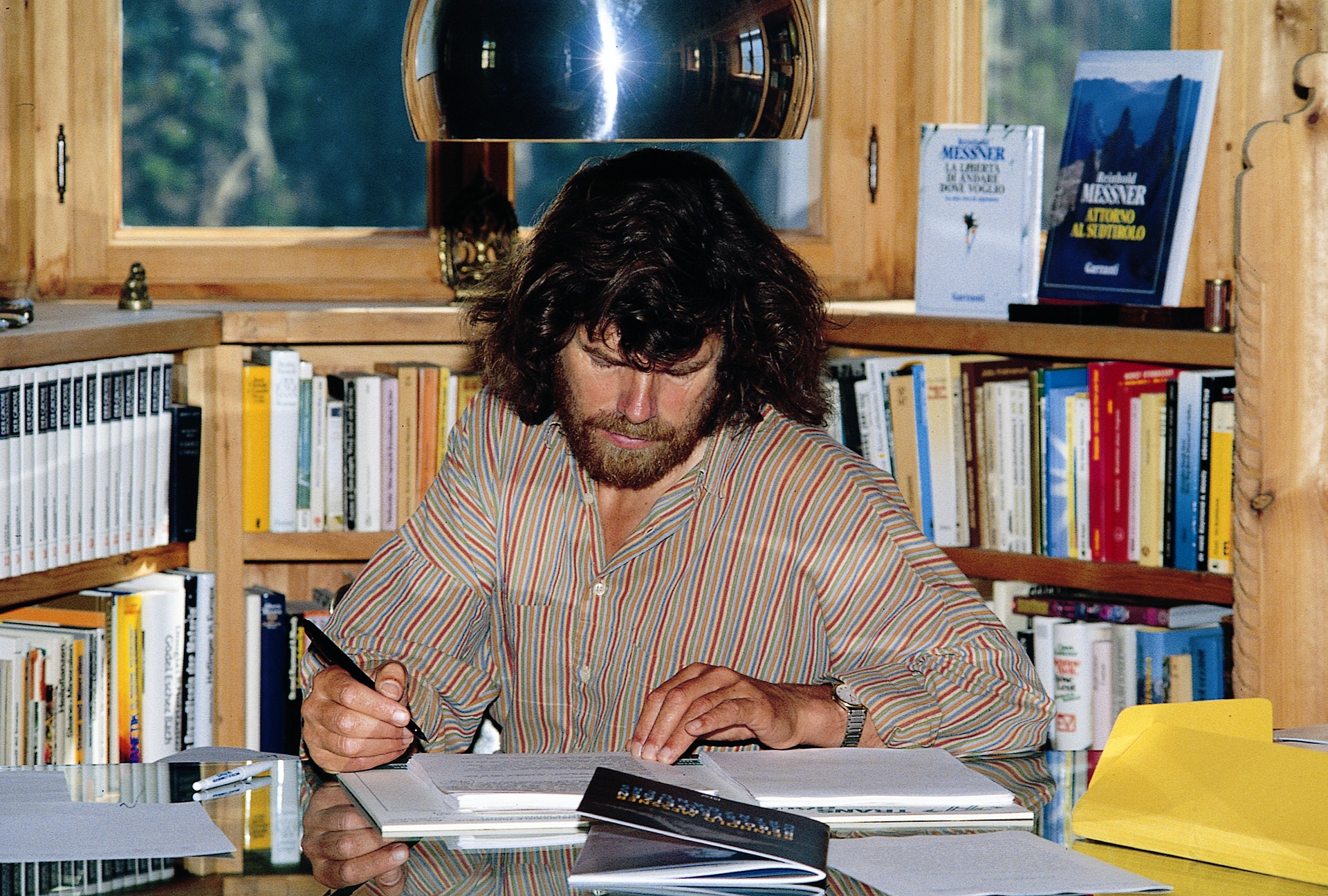 messner working at Juval Castle (1994) / Photo credit