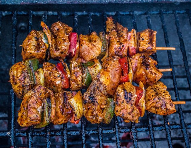 Kebabs on a grill