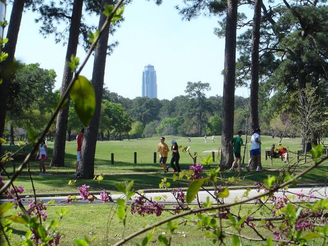 Memorial Park golf course with Williams Tower in the background