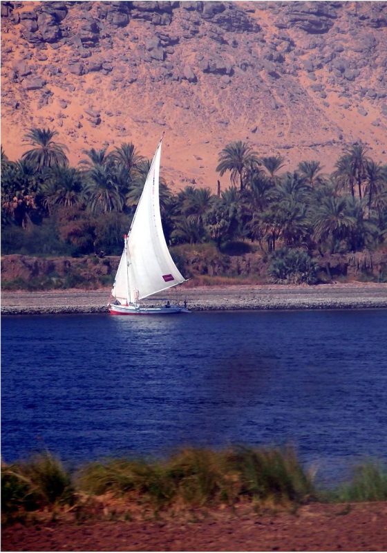 A felucca traversing the Nile near Aswan