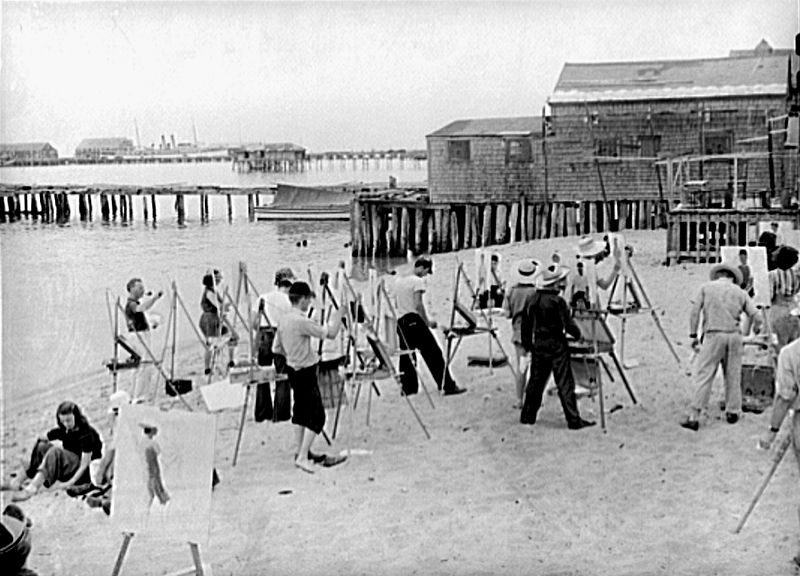 Beachfront art class, 1940