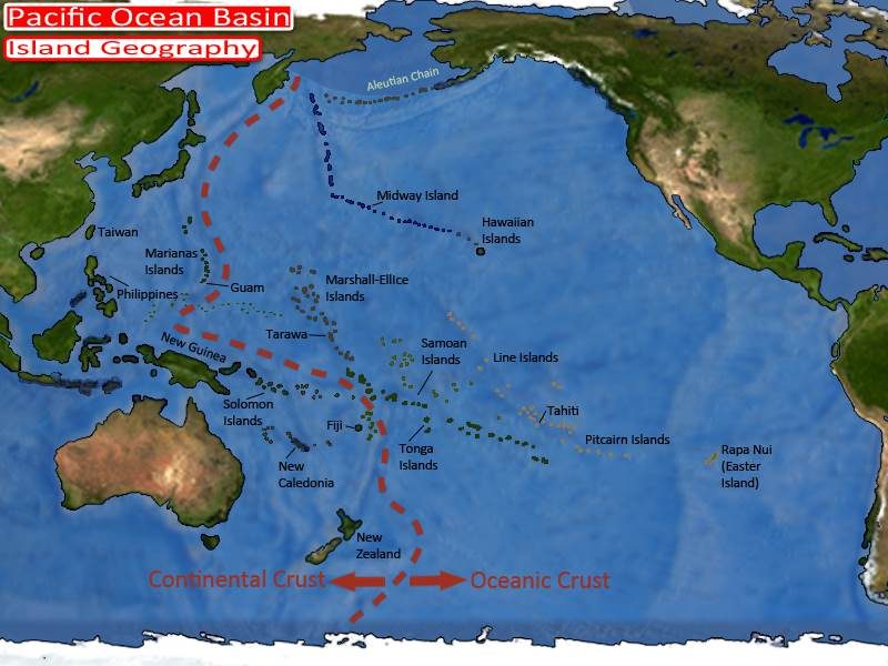 The island geography of the Pacific Ocean Basin – Author: MTBlack – CC BY-SA 3.0
