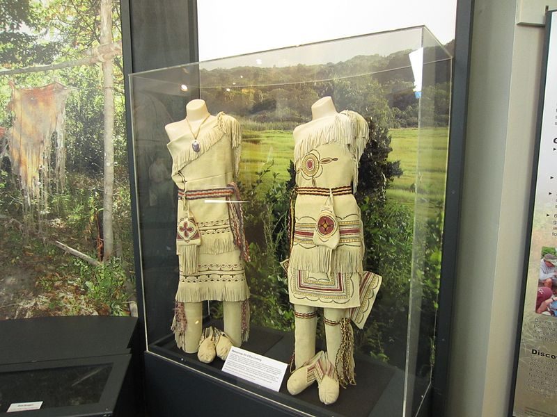 Traditional Wampanoag clothing on display at the Cape Cod Museum of Natural History
