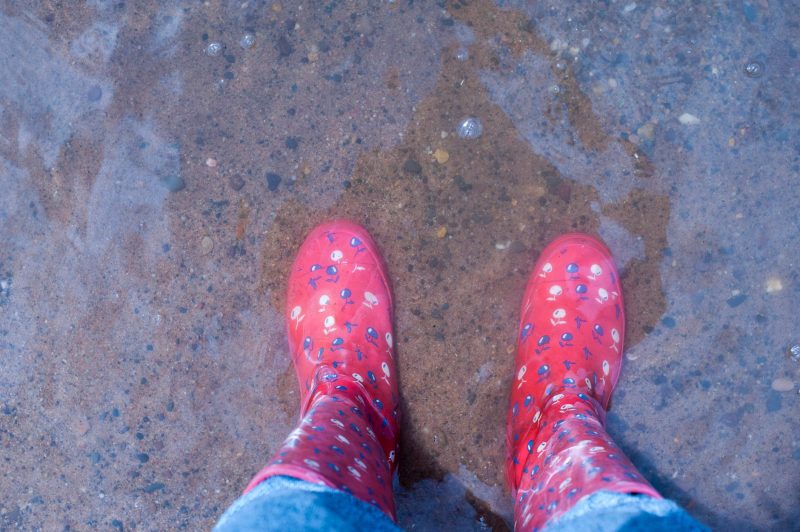 Red rain boots