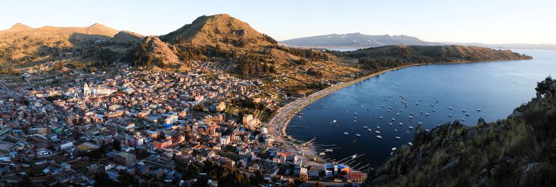 This panoramic view of Copacabana, at the shore of Lake Titicaca, shows how lovely a place it is – Author: Christopher Crouzet – CC BY-SA 3.0