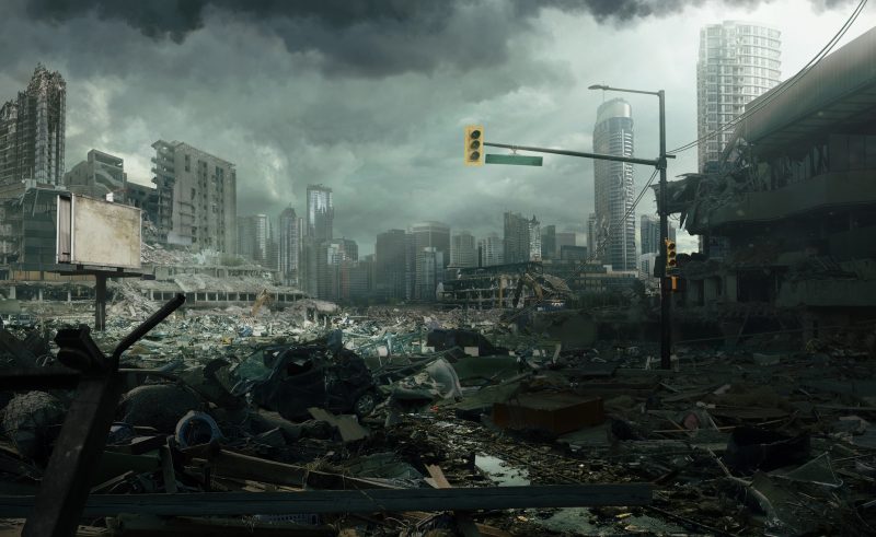 A destroyed city