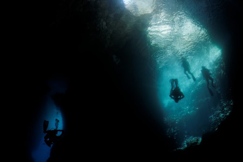 Scuba diving in the well