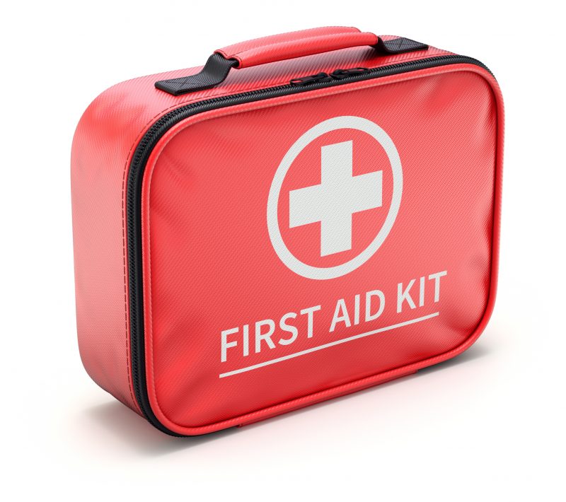 A basic first aid kit in its own separate pouch
