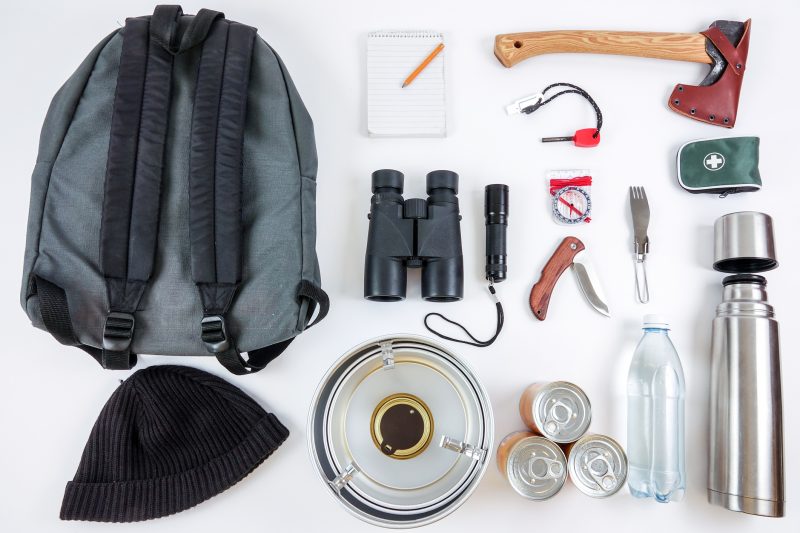 A bag of survival items designed to get you home