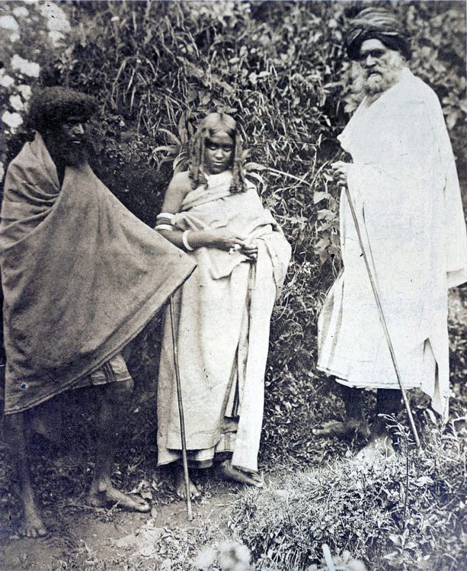 Toda men and a woman. Nilgiri Hills, 1871.