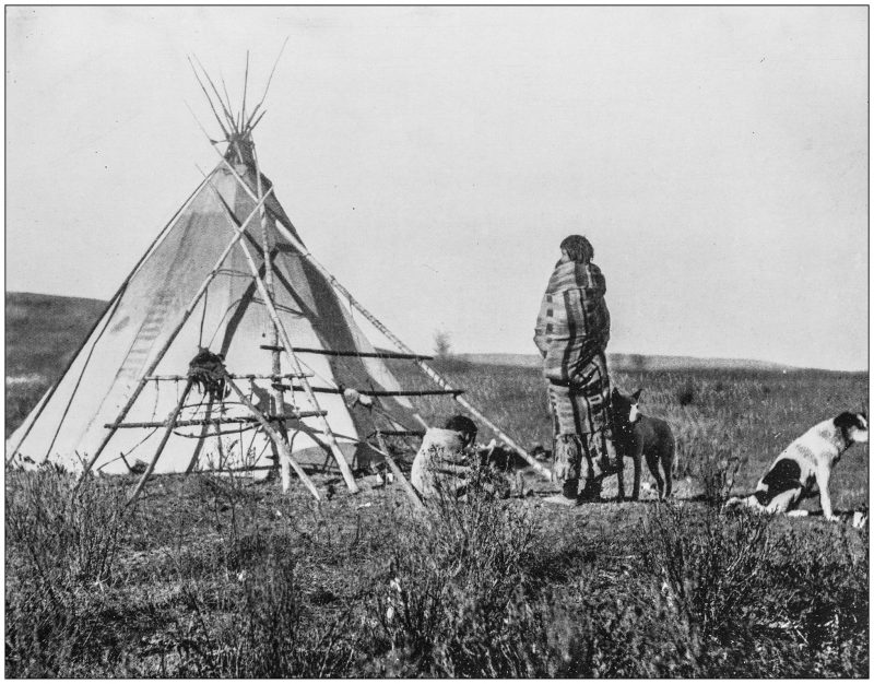 Antique photograph of America’s famous landscapes: Cree Indians