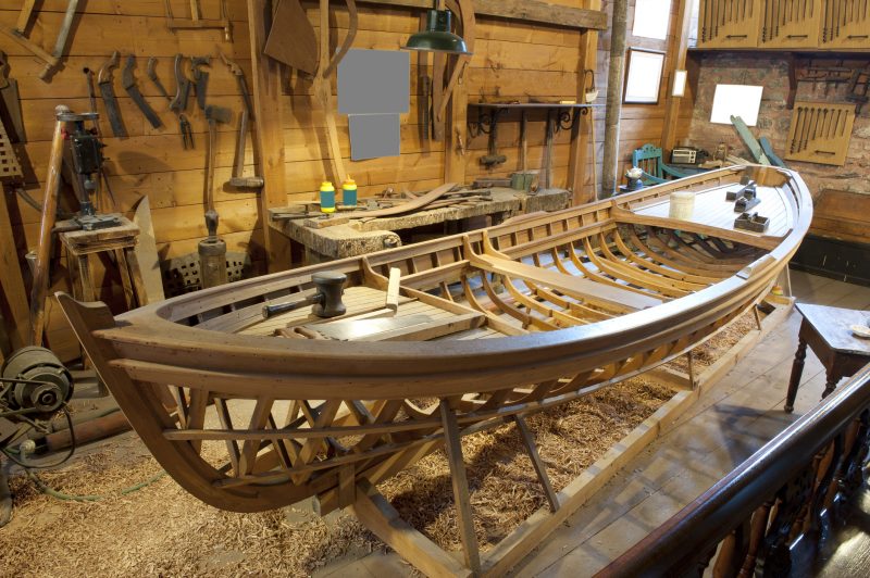 A fully equipped small-scale boat-building workshop is a rare sight these days.