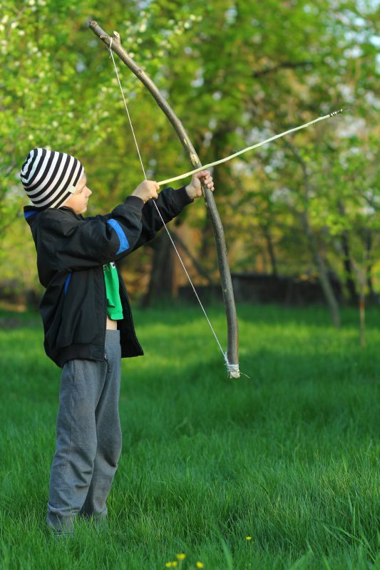 A bow and arrow can be fashioned fairly easily