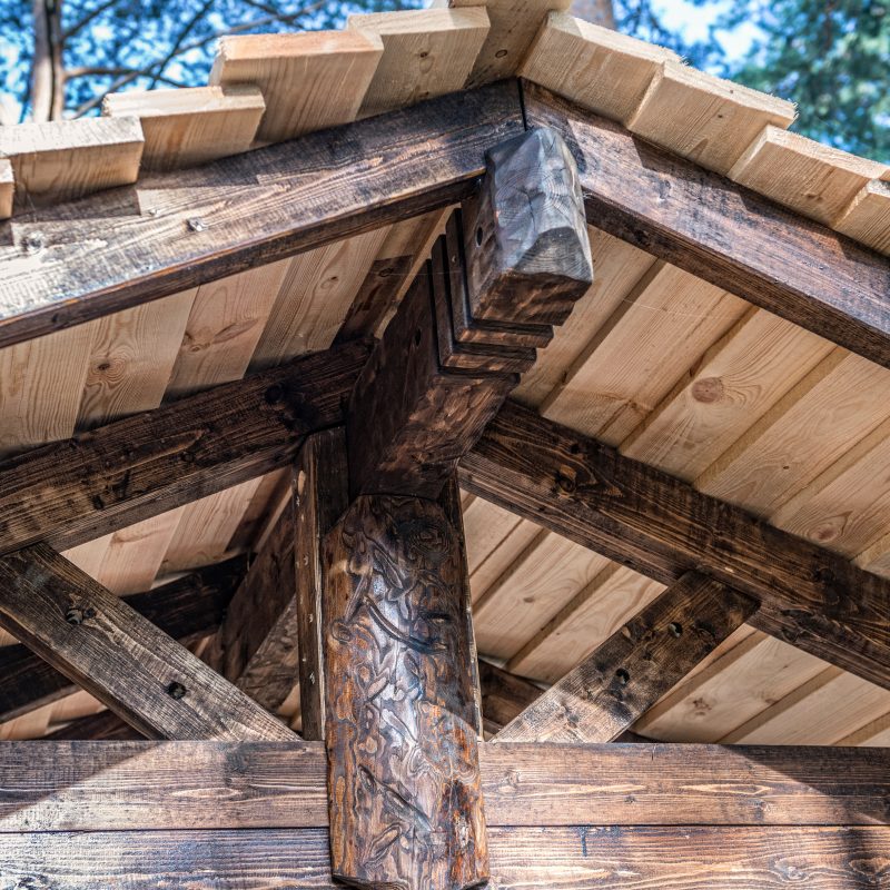 Square logs form a solid frame for a structure