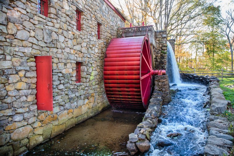 Old stone grist mill in Sudbury, MA is an example of where water mills were used