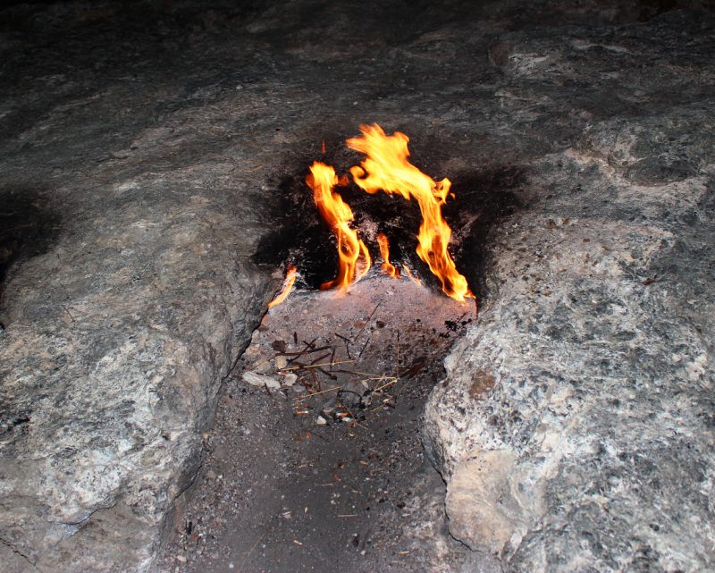 A fire in a cave