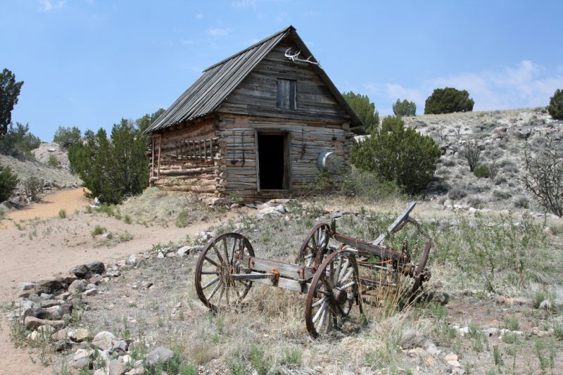 The ramshackle cabin of a New Mexico mountain trapper
