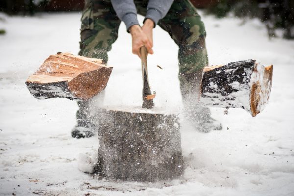 Splitting wood into smaller pieces will make it easier to get a fire going every time.