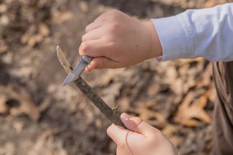 Being able to sharpen a stick to toast a marshmallow or make a whistle or some simple beads with a knife and a piece of willow fills a child with confidence, will improve their behavior because they appreciate that they are trusted with “grown-up” jobs