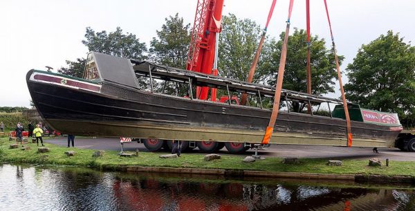 Iona the horse-drawn barge comes out of the water. Credit: Mark Passmore.