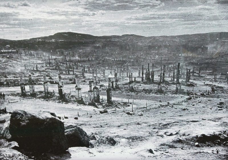 Remnants of Murmansk following German air raids during World War II
