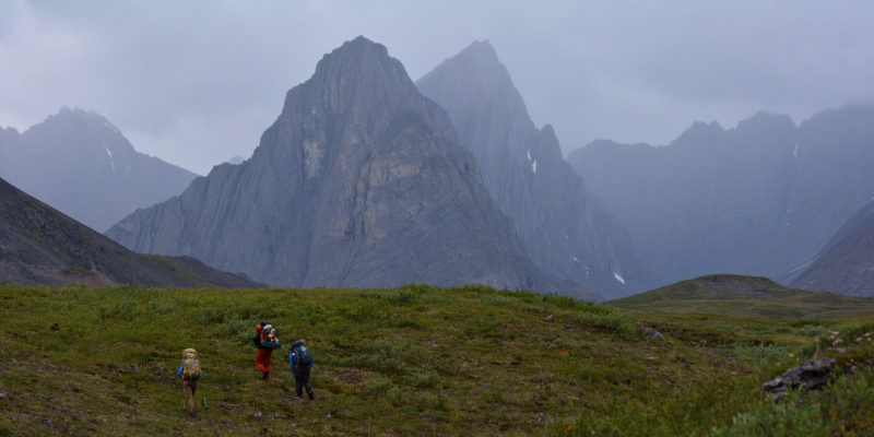 Hikers make their way though the Gates of the Arctic National Park 