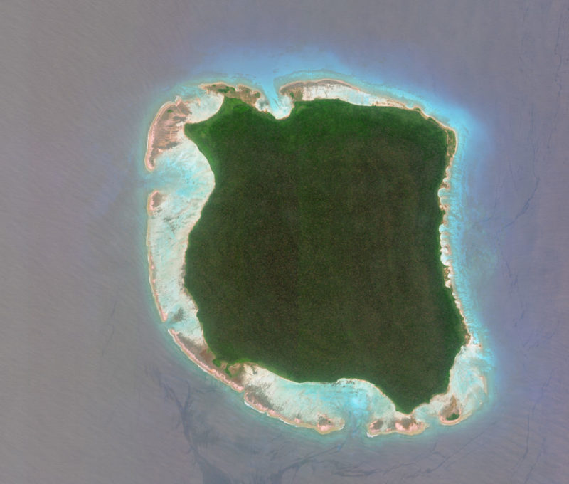 An aerial view of North Sentinel Island, which is inhabited by indigenous peoples 