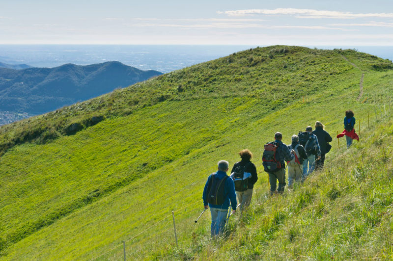 Hikers making their way up Monte Bronzone