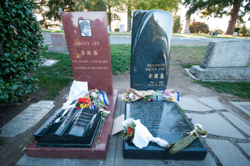 Bruce and Brandon Lee are buried in Mountain View Cemetery in Seattle, Washington