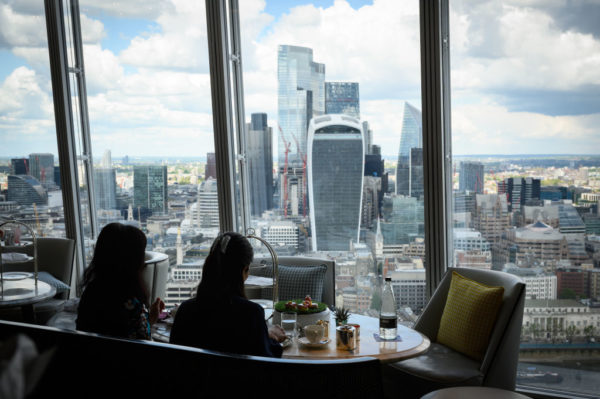 Diners take in the sights from one of the Shard's Restaurants