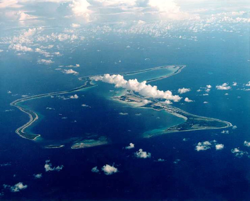 An aerial view of the Diego Garcia military base 